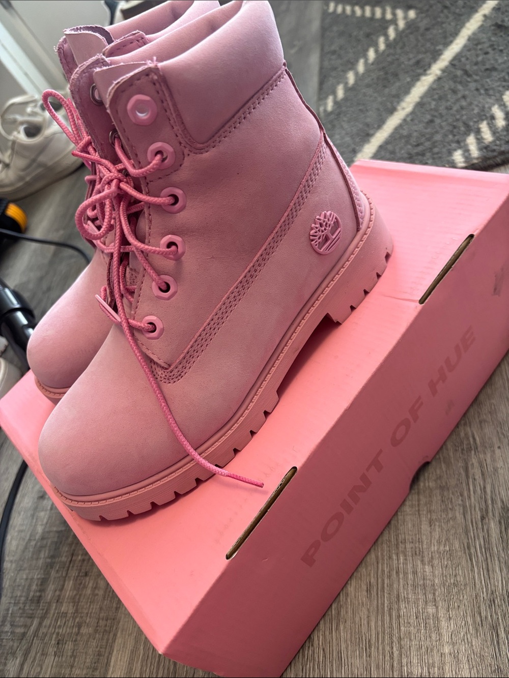 Timberland Kids Pink Lace-Up Nubuck Boots